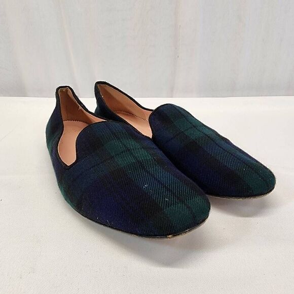J Crew Women’s Tartan Plaid Smoking Loafers Flats Size 8.5 AA - Picture 1 of 11